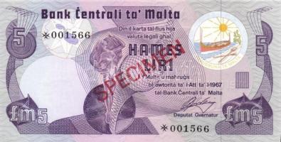 Málta 1979. 1Ł, 5Ł, 10Ł "SPECIMEN" komplett sor T:I