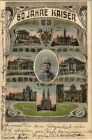 60 Jahre Kaiser 1848-1908 / Ferenc József uralkodásának 60. évfordulója. Jubileumi díszes, szecessziós lap / Franz Joseph's 60th anniversary of reign. Art Nouveau, floral (Rb)