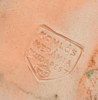 Komlós: Fiatal legény. Mázas kerámia, jelzéssel, talapzatán mázkopással, m: 26 cm