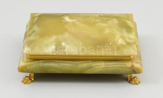 Ónix doboz, fém szerelékkel, szép állapotban, 4 lábon áll, 17x13x6 cm