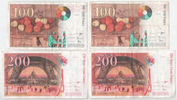 Franciaország 1998. 100Fr (2x) + 1997-1999. 200Fr (2xklf) T:III France 1998. 100 Francs (2x) + 1997-...