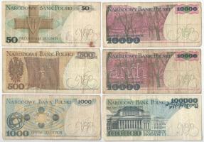 Lengyelország 1982-1990. 50Zl - 100.000Zl (6xklf) T:FPoland 1982-1990. 50 Zlotych - 100.000 Zlotych ...