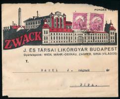 1927 Bp., Zwack J. és Társai Budapest fejléces számla és boríték