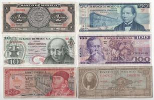 Mexikó 1967-1981. 1P - 100P (6xklf) T:XF-VG közte szép papír Mexico 1967-1981. 1 Peso - 100 Pesos (6xdiff) C:XF-VG with fine paper in it