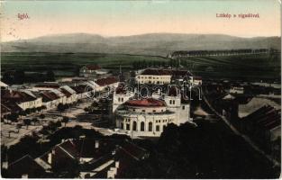 1912 Igló, Zipser Neudorf, Spisská Nová Ves; látkép a vigadóval, színház / general view, theatre