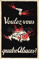 1925 Voulez-vous quatre Alsaces? Országos Propaganda Bizottság kiadása / Hungarian irredenta propaganda, Trianon s: E. Barta