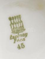 Zsolnay tej-tejszín kiöntő, jelzett, apró kopásnyomokkal, m: 10 cm