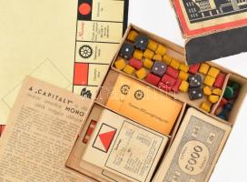 Régi Capitaly társasjáték, 1930-40 körül, kissé kopott, eredeti, sérült kartondobozával, hiánytalans...