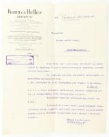 1917 Bp., Kann és Heller ipari, gazdasági, bányászati (stb.) berendezések fejléces levélpapírra írt üzleti levél (árajánlat)