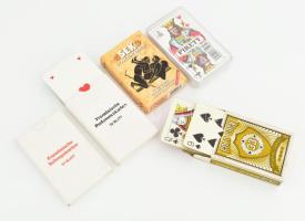 6 pakli kártya, zömmel francia kártya