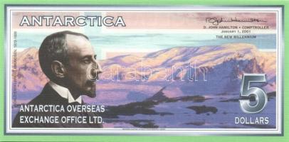 Antarctica 1999-2001. 1$, 2$, 5$, 10$ + 2001. 100$ "Specimen" T:I