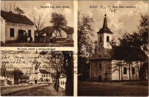 1931 Kám (Vas), Római katolikus templom, Fő utca, körjegyzőség, Hangya fogyasztási szövetkezet üzlete (Rb)