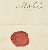 1848 Makó, "Tisztelt uradalom!" megszólítással írt hivatalos levél, Fischer Jakab által 18...