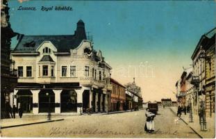 1915 Losonc, Lucenec; Royal kávéház, bank, Havas üzlete. Fischler Sándor kiadása / café, bank, shops (EB)