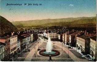 1917 Besztercebánya, Banská Bystrica; IV. Béla király tér, szökőkút. Brichta József kiadása / square, fountain