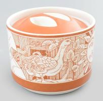 Gránit Szász Endre által tervezett bonbonier, kopott Gránit 1es pecséttel jelzett, matricás fajansz,...