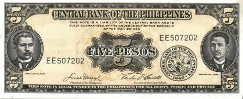 Fülöp-szigetek 1949. 1P, 2P, 5P (2x), 10P (2x) aláírás variánsok, 20P, 100P T:I Összesen 8db!