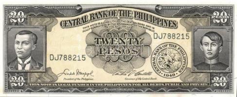 Fülöp-szigetek 1949. 1P, 2P, 5P (2x), 10P (2x) aláírás variánsok, 20P, 100P T:I Összesen 8db!