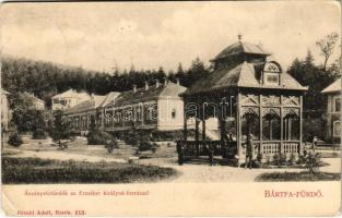 Bártfafürdő, Bardejovské Kúpele, Bardiov, Bardejov; Ásványvízfürdők az Erzsébet királyné forrással. Divald Adolf 113. / spa, baths, spring source (EK)