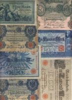 Német Birodalom 1904-től 114 klf db bankjegy Rosenberg-katalógus szerint rendezve; alszámok, vízjel, nyomatkülönbségek, s még sok más szempont alapján, sok jobbal! T:II,II/III,III