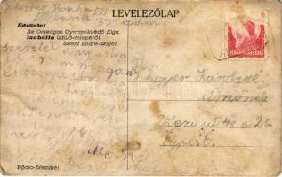 Szentendre, Üdvözlet az Országos Gyermekvédő Liga Izabella üdülőtelepéről! Tornázó gyerekek. Photo S...