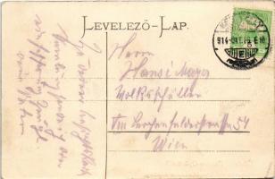 1914 Balatongyörök, Balaton-Györök; Fő utca, templom, lovaskocsi. Vasvári József kiadása (EK)