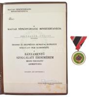 1987. Bányamentő Szolgálati Érdemérem bronz fokozata 10 év után műgyantás fém kitüntetés mellszalagon, adományozói lappal T:XF