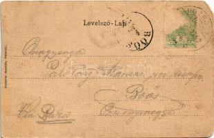 Pozsony, Pressburg, Bratislava; vár, gőzhajó. Címeres szecessziós keret, Holderer Gusztáv kiadása / ...