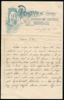 1908 Pöstyén leghíresebb kénes iszapfürdők fejléces levélpapír és boríték