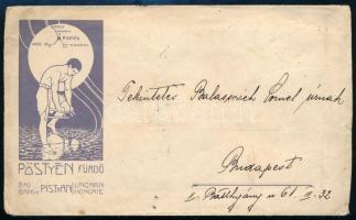 1908 Pöstyén leghíresebb kénes iszapfürdők fejléces levélpapír és boríték