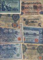 Német Birodalom 1904-től 104 klf db bankjegy Rosenberg-katalógus szerint rendezve; alszámok, vízjel, nyomatkülönbségek, s még sok más szempont alapján, sok jobbal! T:II,II/III,III