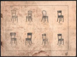 cca 1900 Bútorkatalógus, hajlított bútorokkal, hiányos, foltos