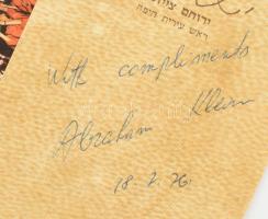 Abraham Klein magyar-izraeli származású FIFA játékvezető és sportvezető aláírása haifai képeslap füz...