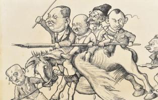 Zsebők János (1872-1953): Karikatúra (hódmezővásárhelyi vagy más magyar híres személyekkel). Tus, pa...