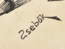 Zsebők János (1872-1953): Karikatúra (hódmezővásárhelyi vagy más magyar híres személyekkel). Tus, pa...