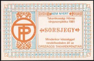 1981 OTP sorsjegy reklám, kétoldalas, 8,5x13,5 cm