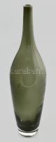 Skandináv zöld design üveg egyszálas váza, jelzés nélkül, hibátlan, m: 44 cm