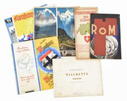cca 1930-1940 7 db külföldi idegenforgalmi prospektus és térkép: Róma, Svájc turistatérkép, Konstanz, stb.