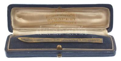 1933. "Magyar Nemzeti Ifjúsági Bajnokság 1933" síléc alakú bronz díjjelvény eredeti tokban...