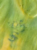 cca 1900 Sitzendorf páva, jelzett, kopással, ragasztott bóbitával, h: 30 cm, m: 16,5 cm