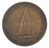 ~1930. Magyar Vitorlás Yacht Szövetség 1929 kétoldalas bronz díjérem gravírozás nélkül (40mm) T:XF patina