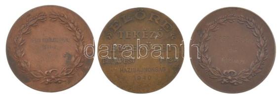1939-1941. 3xklf kétoldalas bronz tekéző díjérem, közte 1939. "Országos csúcs 4-es 1939.IX.26&q...