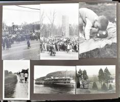 1959 Családi fotóalbum, benne a Fővárosi Általános iskola csoportképei, kirándulások, budapesti ünne...