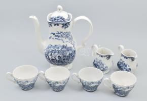 cca 45 darabos Myotts Country Life Staffordshire kék angol étkészlet, közte kínáló, leveses tányér, ...