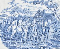 cca 45 darabos Myotts Country Life Staffordshire kék angol étkészlet, közte kínáló, leveses tányér, ...