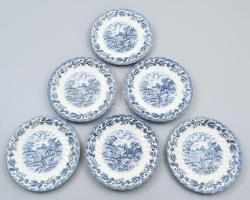 cca 45 darabos Myotts Country Life Staffordshire kék angol étkészlet, közte kínáló, leveses tányér, ...