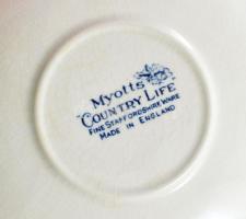 cca 45 darabos Myotts Country Life Staffordshire kék angol étkészlet, közte kínáló, leveses tányér, ...