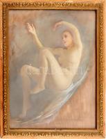 Szánthó Mária (1897-1998): Légies akt. Olaj, farost, jelzett, sérült, üvegezett keretben, 48×37 cm