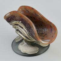 cca 1990 Dan Bancila jelzéssel: Üvegkínáló, anyagában színezett, festett, jelzett, hibátlan, m: 12 c...