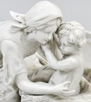 Anya gyermekével, régi figurális szoborcsoport, porcelán, jelzés nélkül, sérült, 22x19 cm